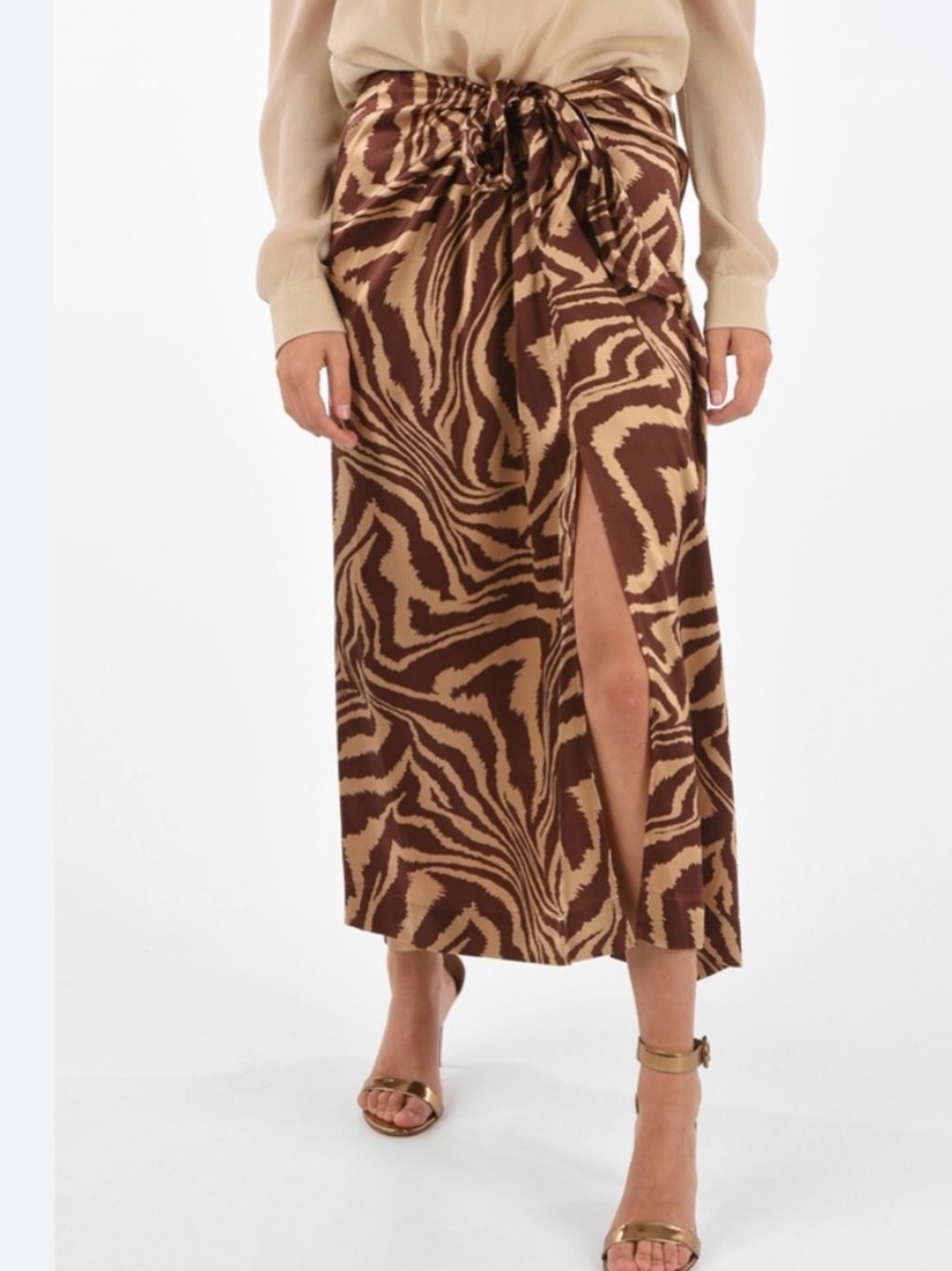 Ganni Silk Animal Print Skirt Large 8/10